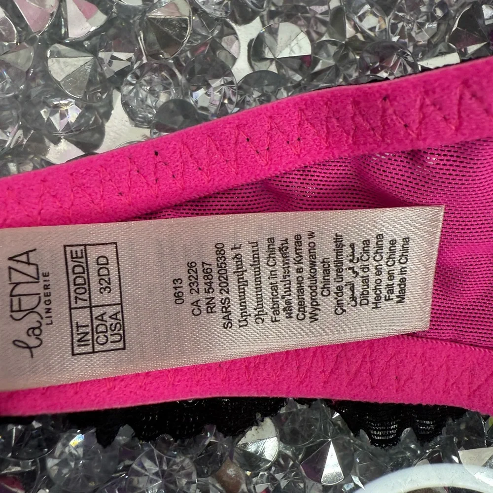 La SENZA bra bralette halter Lacie sexy neon Black and Pink Lace Bralette - Picture 9 of 14